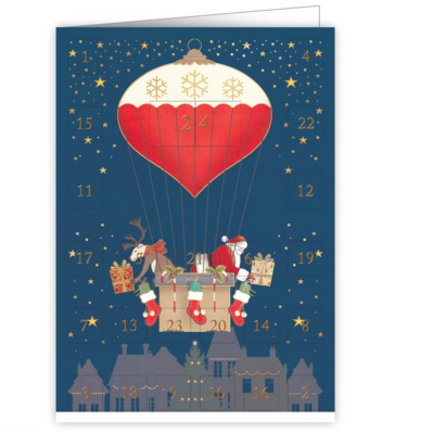 Kalenderkort – Tomten i Luftballong